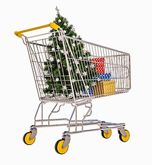 Image showing Isolated Shopping Cart With Gifts