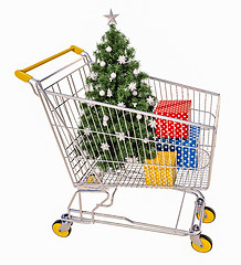 Image showing Isolated Shopping Cart With Gifts