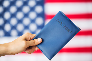 Image showing close up of hand with american passport