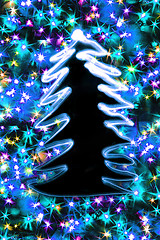 Image showing christmas tree form the color xmas lights