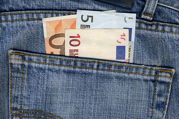 Image showing blue pants with euros notes