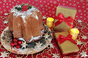 Image showing Pandoro Cake and Christmas Gifts