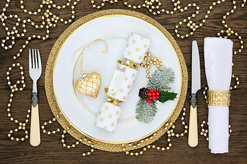 Image showing Christmas Dinner Table Setting