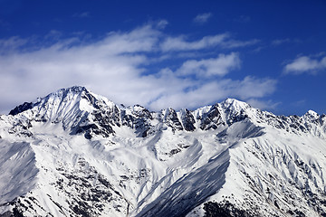 Image showing Snow mountains in winter sun day