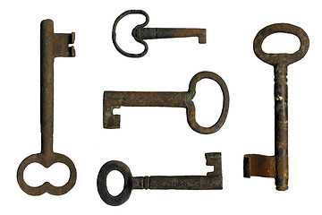 Image showing old keys on a white background