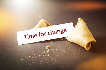 Image showing a fortune cookie with message time for change