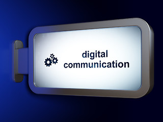 Image showing Data concept: Digital Communication and Gears on billboard background