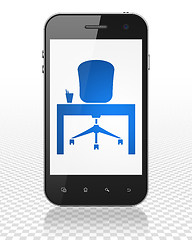 Image showing Business concept: Smartphone with Office on display