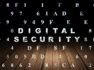 Image showing Safety concept: Digital Security in grunge dark room