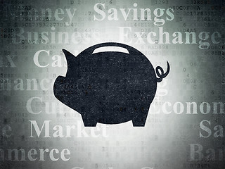 Image showing Money concept: Money Box on Digital Data Paper background