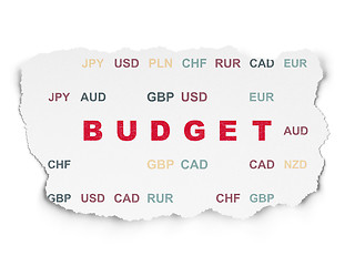 Image showing Currency concept: Budget on Torn Paper background