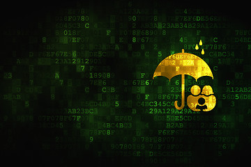 Image showing Privacy concept: Family And Umbrella on digital background