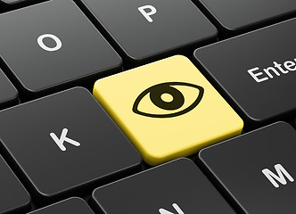 Image showing Protection concept: Eye on computer keyboard background