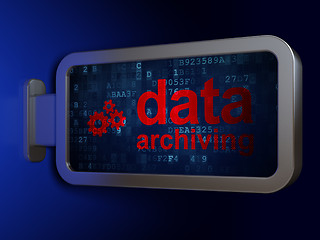 Image showing Information concept: Data Archiving and Gears on billboard background