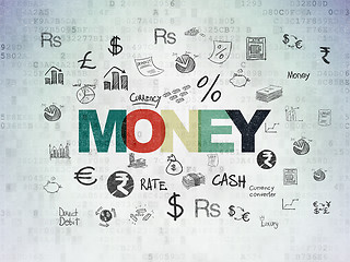 Image showing Currency concept: Money on Digital Data Paper background