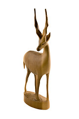 Image showing Deer wood sculpture isolated on white background