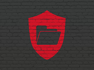 Image showing Finance concept: Folder With Shield on wall background