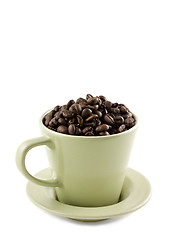 Image showing Green coffee cup isolated on white, with copy-space