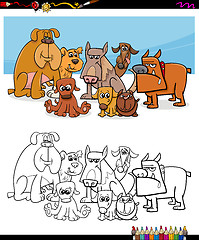 Image showing cartoon dogs coloring page