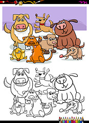 Image showing dogs group for coloring