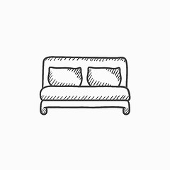 Image showing Double bed sketch icon.