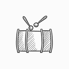 Image showing Drum with sticks sketch icon.