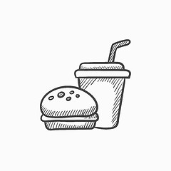 Image showing Fast food meal sketch icon.