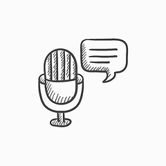 Image showing Microphone with speech square sketch icon.