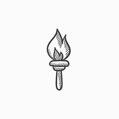 Image showing Burning olympic torch sketch icon.