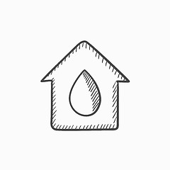 Image showing House with water drop sketch icon.