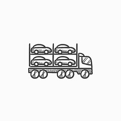 Image showing Car carrier sketch icon.