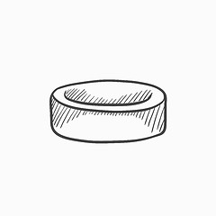 Image showing Hockey puck sketch icon.