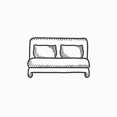 Image showing Double bed sketch icon.