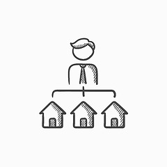 Image showing Real estate agent with three houses sketch icon.