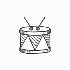 Image showing Drum with sticks sketch icon.