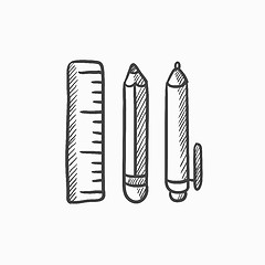 Image showing School supplies sketch icon.