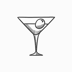 Image showing Cocktail glass sketch icon.