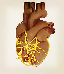 Image showing Human heart. 3D illustration. Vintage style.