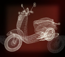 Image showing Vintage Retro Moped. 3d model. 3D illustration. Vintage style.