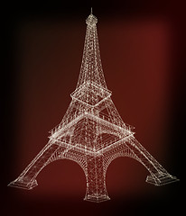 Image showing 3d Eiffel Tower render. 3D illustration. Vintage style.