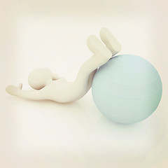 Image showing 3d man exercising position on fitness ball. My biggest pilates s