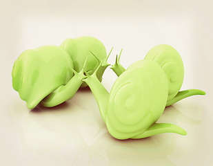 Image showing 3d fantasy animals, snails on white background . 3D illustration