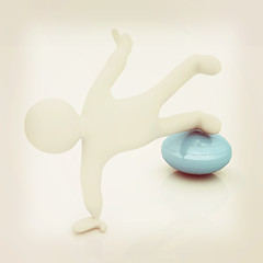 Image showing 3d man exercising position on fitness ball. My biggest pilates s