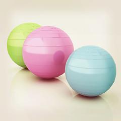 Image showing Fitness balls. 3D illustration. Vintage style.