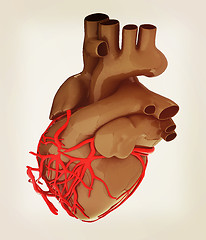 Image showing Human heart. 3D illustration. Vintage style.