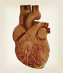 Image showing Human heart. 3D illustration. Vintage style.