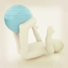 Image showing 3d man exercising position on fitness ball. My biggest pilates s