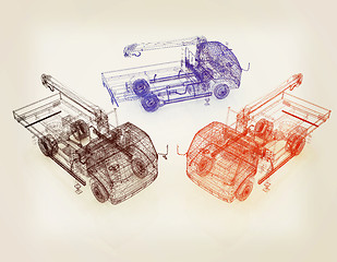 Image showing 3d model truck. 3D illustration. Vintage style.