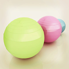 Image showing Fitness balls. 3D illustration. Vintage style.