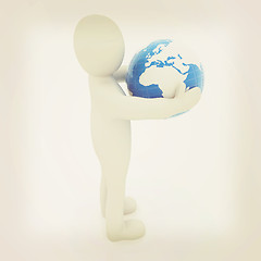 Image showing 3d man and earth. 3D illustration. Vintage style.